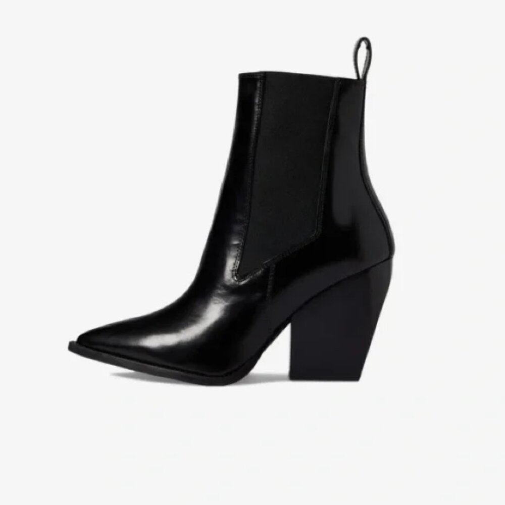 All Saints Womens Ria Point Toe Black Leather Block Heel Ankle Boot. 39/9 - Picture 2 of 13